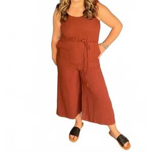 NEW BEFORE YOU COLLECTION scrunchie strap culotte jumpsuit in rust